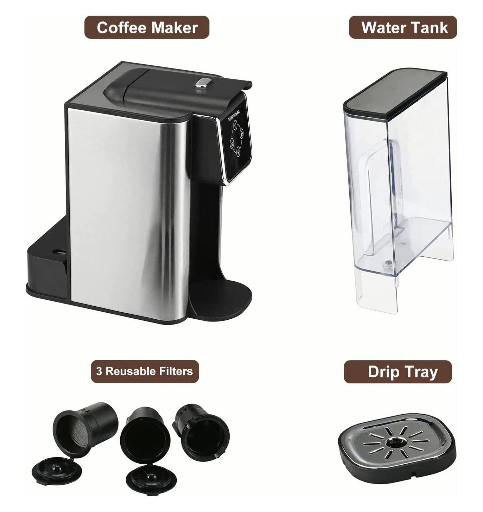 WTYCB Single Serve Coffee Machine, 3 in 1 Pod Coffee Maker For K-Cup Capsule