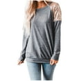 thumbnail image 2 of Aueoeo Womens Casual Sequins Shirt Crewneck Long Sleeve Tops Loose Tunics Pullover Blouse, 2 of 8