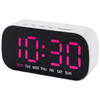 Unique Bargains LED Alarm Clock Black Housing and Rose Red Light 5.1"L x 1.4"W x 2.4"H