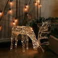 thumbnail image 3 of Alpine Corporation 29" x 7" x 24" Light up Iron Rattan Grazing Reindeer Statue, Brown, 3 of 13