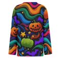 thumbnail image 6 of Yuaguia Women Halloween Pumpkin Star Print Long Sleeve T-Shirt, Spooky Side Split Crewneck Casual Autumn Fall Top for Daily Wear, Work, and Holiday Parties, Multicolor 3XL, 6 of 6