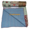 thumbnail image 4 of Indian Vintage Art Cotton, Silk Mix Kantha Quilt , Patchwork Handwoven Kantha Quilt , Bedspread , Throw Blanket Size (Twin Size - 60" x 90"), 4 of 5