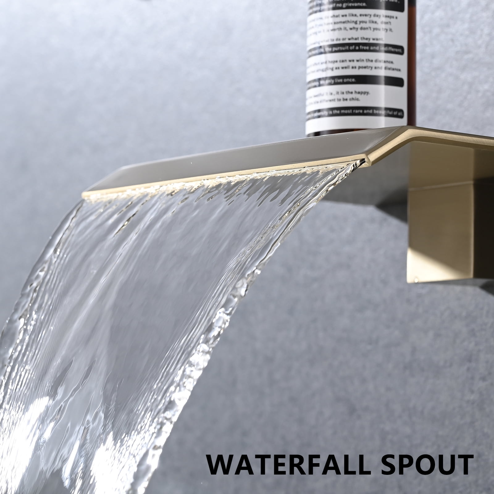 Cerypsa Single Handle Brushed Gold Waterfall Bathroom Sink Faucet, Bathtub Basin Faucet
