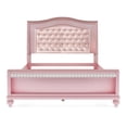 thumbnail image 4 of Bowery Hill Contemporary Wood Queen Panel Bed with Faux Leather in Rose Gold, 4 of 7