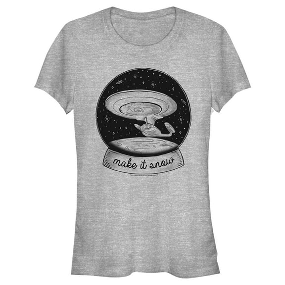 Junior's Star Trek: The Next Generation USS Enterprise Captain Picard Make It Snow  Graphic Tee Athletic Heather Small