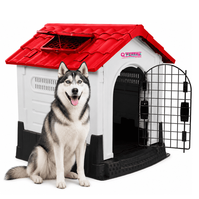 Casa Para Perro Q Perrón Para Raza Grande Con Puerta Resistente Y Duradera