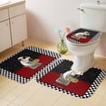 thumbnail image 3 of Abstract Bathroom Rugs Set Cartoon Style Cooks Black White Checkered Border Non Slip Absorbent Soft Bath Mats 3 Piece Set with Bathroom Rug, U-Shaped Floor Mat, Toilet Seat Cover Small Size, 3 of 9
