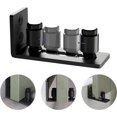 thumbnail image 4 of Paquete de 2 guías de piso para puerta corrediza de granero de alta resistencia para rodillo ajustable inferior, 8 opciones de configuración, guía de piso para puerta de granero plana (negro, 4 of 5