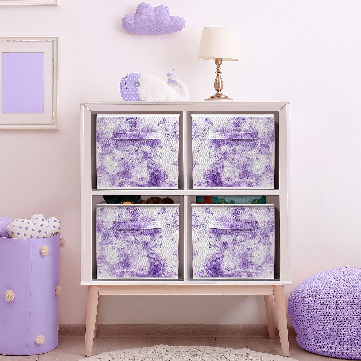 Sorbus 11-Inch Foldable Fabric Storage Cubes, Tie-Dye Purple, 4-Pack