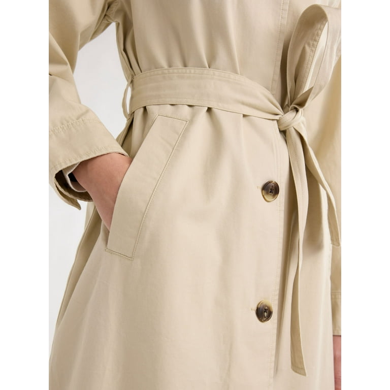 Free Assembly Women's and Women's Plus Cotton Trench Coat Free Assembly Women's and Women's Plus Cotton Trench Coat