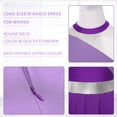 thumbnail image 5 of vastwit Women's Praise Liturgical Dance Dress Long Sleeve Gold Worship Color Block Chiffon Dancewear Purple XL, 5 of 6