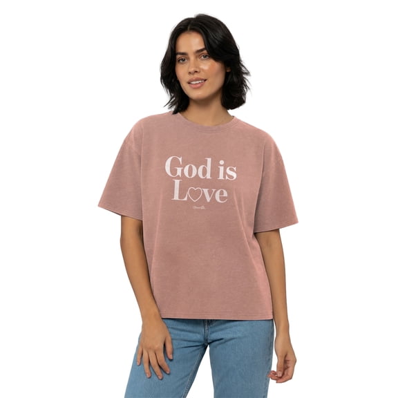 Blessed Girl Womens Short Sleeve T-Shirt God is Love, Dusty Rose, SM