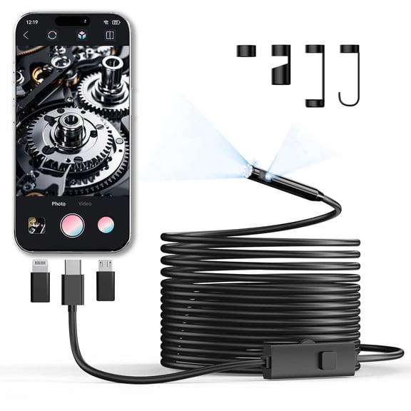 [Dual-Lens] Endoscope Camera with Light, 1920P HD Borescope with 8+1 ...