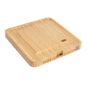 Tasty Natural Bamboo Cheese Board and Charcuterie Tray with Hidden Drawer, Utensils, Markers, and Chalk, 13 x 13