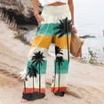 thumbnail image 3 of Women Palm Tree Wide Leg Pants High WaistTrousers Casual Boho Palazzo Pants Lounge Elastic Waist Pants Comfy Flower Print Dresses Pants, 3 of 5
