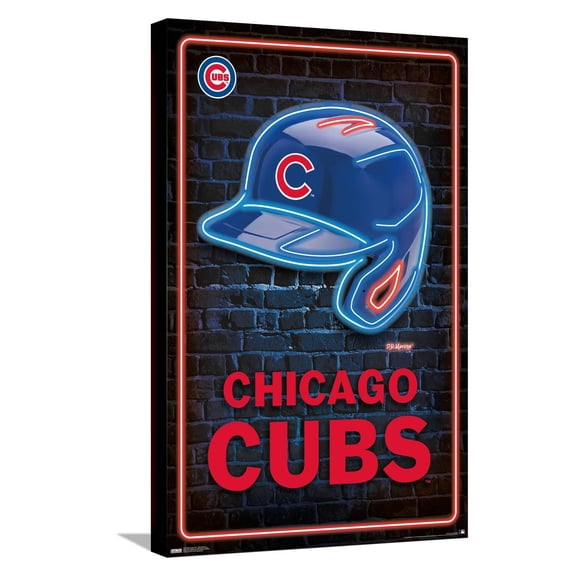 MLB Chicago Cubs - Neon Helmet 23 Canvas Wall Poster, 14.725" x 22.375"