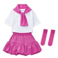 thumbnail image 3 of SONGGE Toddler Girls Performance Outfit Sets Round Neck Tops Skirts Dance For Kindergarten Graduation Stage Show Cartoon Boho Clothing Sets, 3 of 3