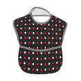 thumbnail image 2 of Bingfone Mess-Proof Baby Bib - Waterproof Bib For Baby Boy Or Girl With Food Catcher Pocket, Unisex-Red And White Polka Dots, 2 of 8