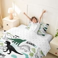 thumbnail image 3 of Metsweet Retro Dinosaurs Twin Duvet Cover, Tropical Leaves Twin Bedding, Green Black,2pcs,1 Duvet Cover and 1 Pillowcase, 3 of 6