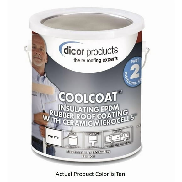 Dicor Corp. Roof Coating RP-IRCT-1 CoolCoat; Use With Dicor Cleaner/Activator; For Ethylene Propylene Diene Terpolymer EPDM Rubber Roof; Tan