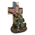 thumbnail image 5 of Military War Hero Soldier With Rifle By American Flag Cross Memorial Figurine, 5 of 10