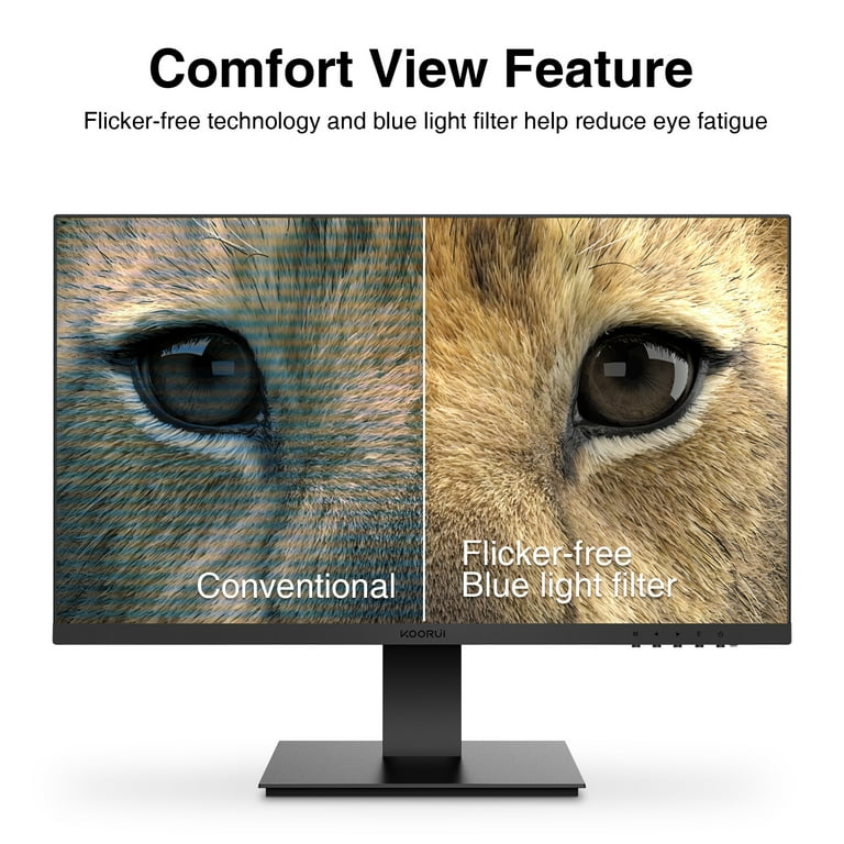 KOORUI Monitor de 27 Full HD (1920 x 1080, 27 Pulgadas, 75 Hz, IPS, 5 ms,  16:9, HDMI, VGA, VESA) FlickerFree Low Blue Light