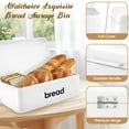 thumbnail image 2 of Walchoice Bread Box for Kitchen Countertop, 16.5” x 9” x 6.4” White Metal Bread Bin Holder for Loaves Pastries Dry Food, Large Capacity Storage Container for Vintage Farmhouse Decor, 2 of 7