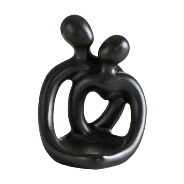 Candelabro de Cerámica Macarena Pareja Abrazándose 9 x 7.5 Negro