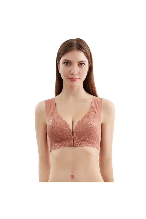 U-shape Back Thin Bralette,Women Thin Section Nursing Bra,Front Closure Bra,3/4 Cup Bra,Push up Bra,Floral Lace Bra,Padded Wire Free Bra,Vest Type Gather Underwear