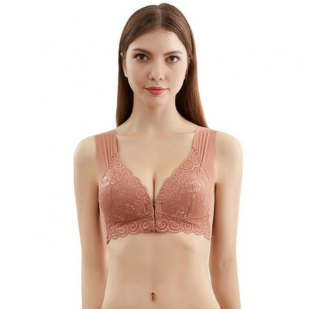 

U-shape Back Thin Bralette Women Thin Section Nursing Bra Front Closure Bra 3/4 Cup Bra Push up Bra Floral Lace Bra Padded Wire Free Bra Vest Type Gather Underwear