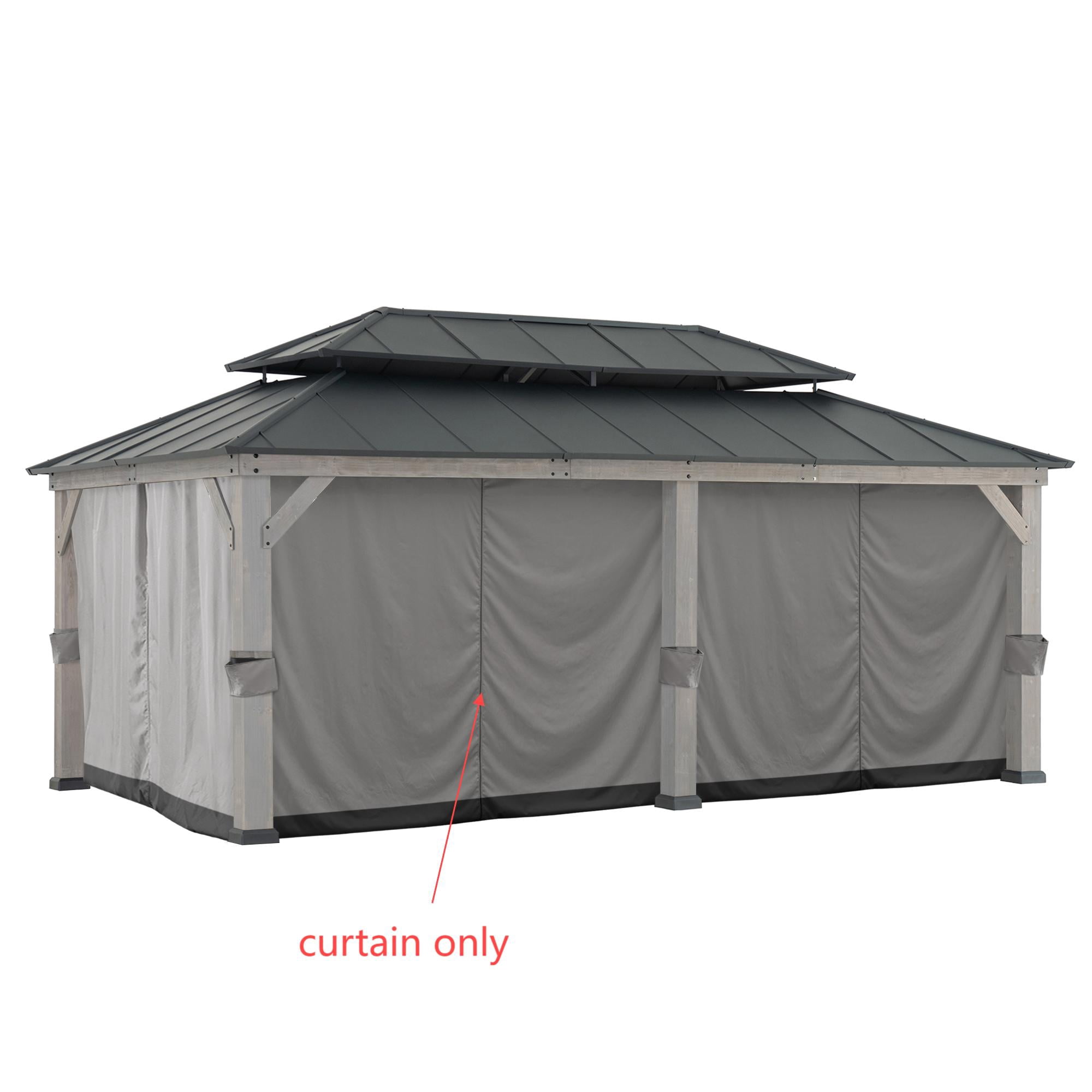 Sunjoy Replacement Gazebo Curtain Panles,Waterproof 6-Panel Screen Walls Outdoor Curtain for 12 x 20 ft Gazebo, Patio & Backyard Protection