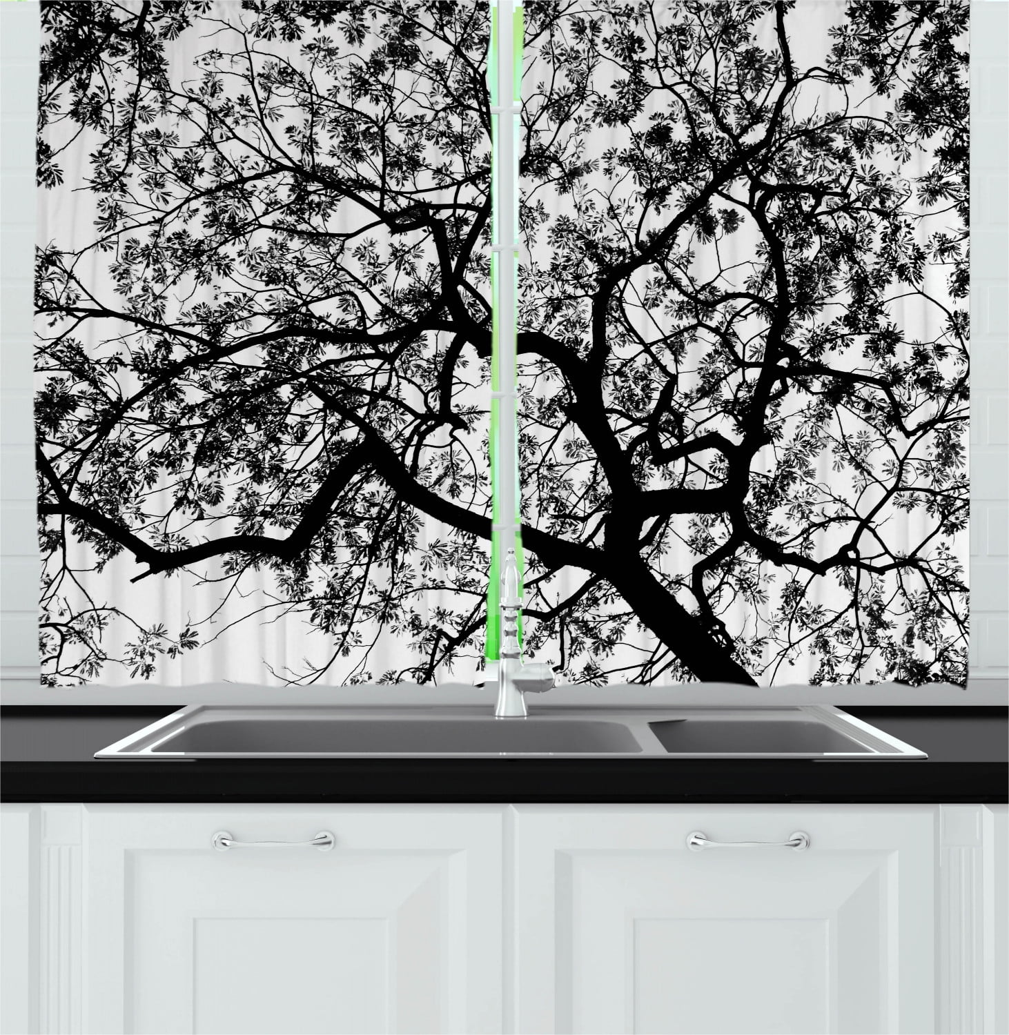 Forest Curtains 2 Panels Set Forest Tree Branches Modern Design Spooky Horror Movie Themed Artwork Print Window Drapes For Living Room Bedroom 55w
