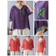 thumbnail image 2 of Blusa holgada para mujer, cuello en V, media manga, empalme, estilo vintage, informal, 2 of 8
