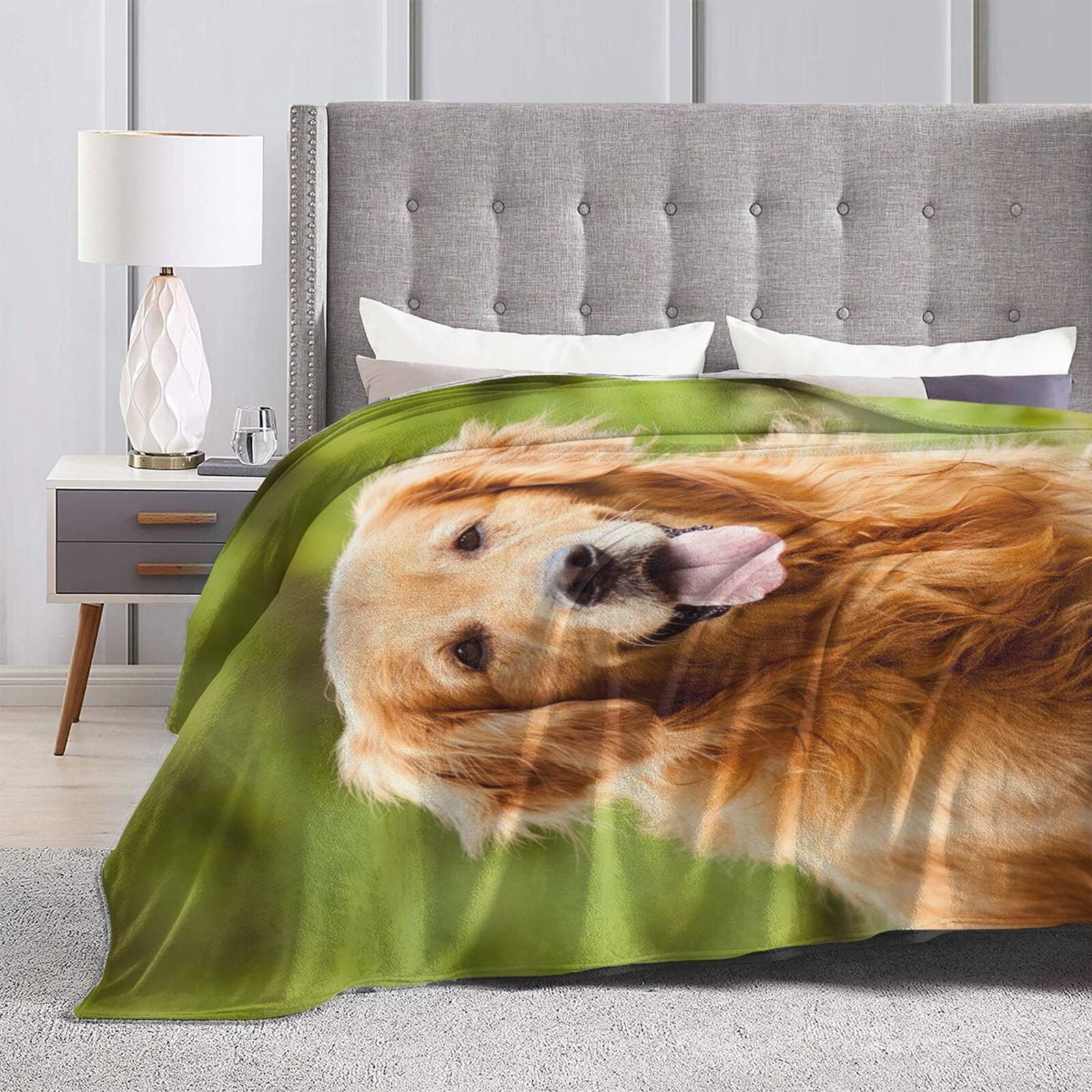 Wijzvio Golden Retriever Dog Throw Blanket Soft Fuzzy Fleece Blanket For Couch Bed Living Room Decoration 50"X40"