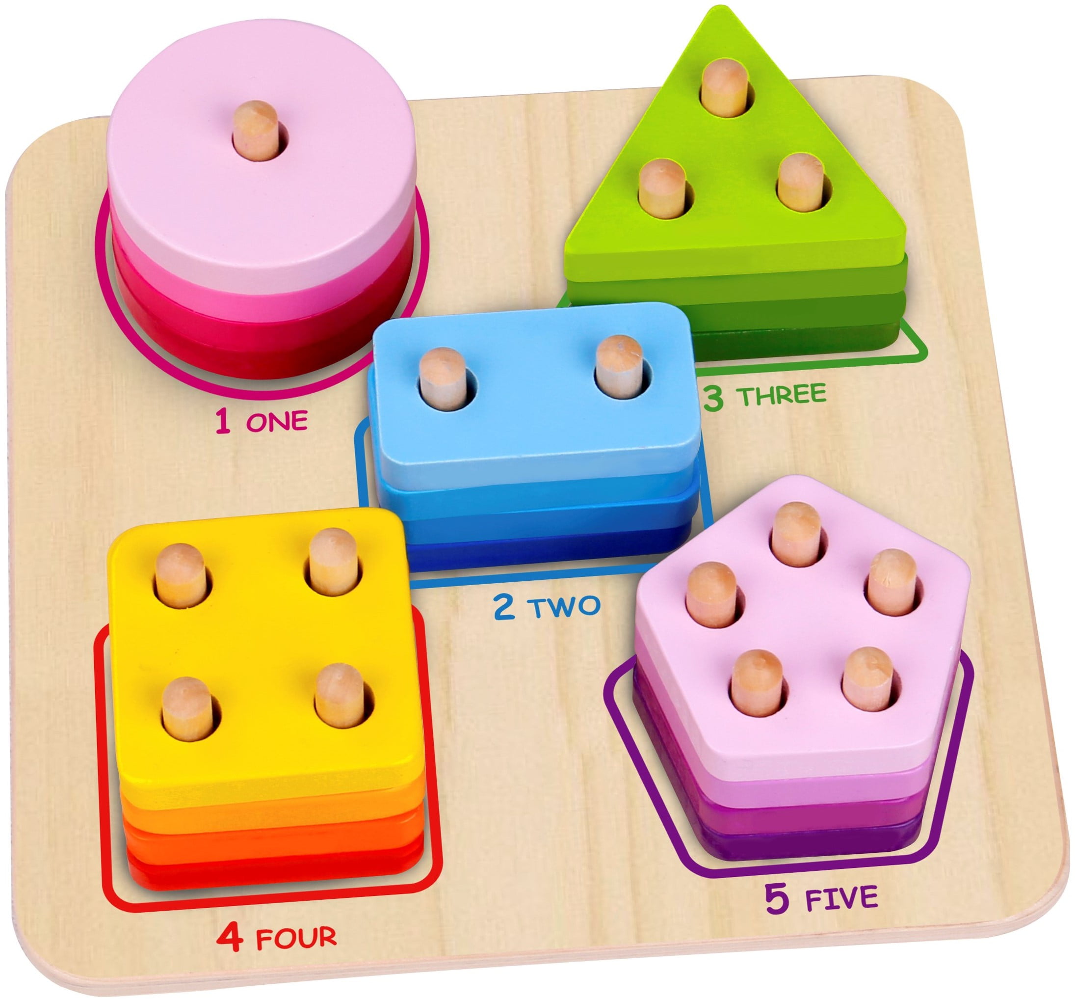 TOOKYLAND Wooden Geometric Shape Sorter 21pcs Shape and Color