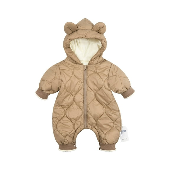 Odeerbi Baby Infant Boys Girls Clothes Animal Jumpsuit Winter Baby Romper Soft Winter Warm Cotton Pajamas Unisex Solid Warm Thick 2025 Long Sleeve Hooded Romper Role Play Gift Coffee 5-6 Months