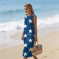 thumbnail image 6 of Summer Dresses for Women Independence Day Cotton Crew Neck Tank Long Dresses Casual Printed Back Zipper Beach Sundress with Pockets, 6 of 9
