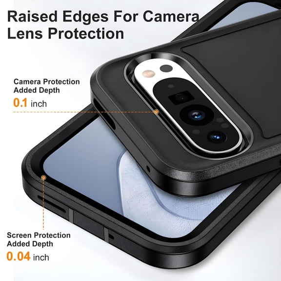 ACDANC Case for Google Pixel 9 / 9 Pro, Heavy Duty 3 Layer Military Protection with Hidden Kickstand Shock Resistant Armor Hybrid Bumper Rugged Rubber Phone Cover, Black Black