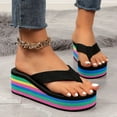 thumbnail image 2 of Beach Flip Flops for Women Indoor Outdoor 2025 Summer Casual Rainbow Chunky Platform Dress Slip on Sandals, 2 of 7