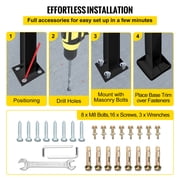 VEVOR Transitional Handrail Fits 1 or 3 Steps Matte Black Stair Rail Wrought Iron Handrail with Installation Kit Hand Rails for Outdoor Steps