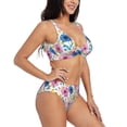 thumbnail image 2 of Rocae Rose Flowers for Bikini Set for Women Two Piece Sexy High Swimsuits Split Crossover Bikini Large, 2 of 9