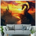 thumbnail image 4 of Chilfamy Dragon Tapestry, Medieval Fantasy World Blue Fire Dragon Tapestry ,Dragon Poster, Dragon Wall Art, Psychedelic Gothic Trippy Dragon Wall Blanket for Living Room Bedroom Dorm Decor Painting, 4 of 6