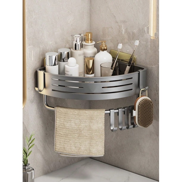 1 Corner Shower Shelves, Bathroom Storage Rack, Punch-Free Shower Shelf For Inside Shower, Shampoo Shower Gel Holder For Shower Wall, Bathroom Caddy O