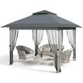 thumbnail image 2 of 2025 New 12'x12' Pop Up Gazebo, Outdoor Canopy Tent with Curtains and Netting, Pop Up Canopy with 144 Square Shelter for Patio, Backyard, Party, 2-Tiered Vented Top, 2 of 8