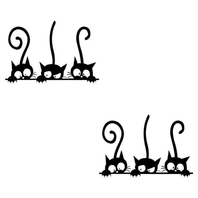 Adhesivo de Pared Bearachild PVC Calcomanías de Dibujos Animados Negro 27*18cm 2Conjunto