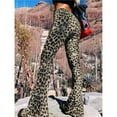thumbnail image 4 of Flare Yoga Pants for Women - Soft High Waist Bootcut Leggings Tall & Long Leopard Flared Pants for Women Leopard Print S, 4 of 9