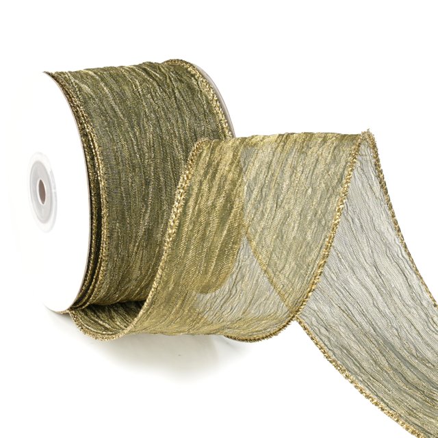 Cinta decorativa MAYREEL, 6,35 cm, verde musgo, alambrada, 9,1 m