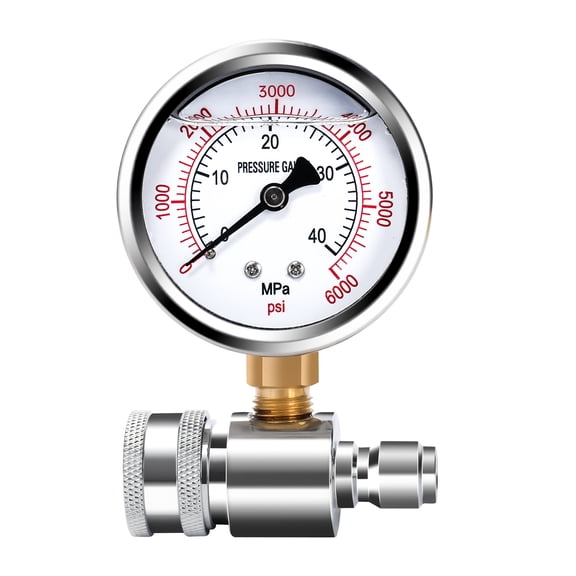Pressure Washer Gauge, 3/8" Quick Connect, 6000 PSI Heavy Duty Power Washer Pressure Meter for Testing Water Pressure