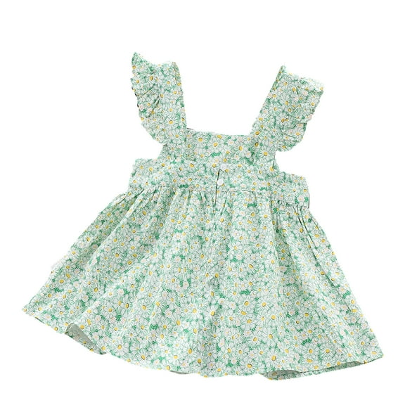 Tbopshirt Baby Girls Dresses,Toddler Girl Dresses,1-6 Years Children's Summer Flower Small Fresh Belt With Flash Pleated Back Buckle Dress
