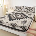 thumbnail image 3 of Feelyou Teens Retro Aztec Queen Sheet Sets, Tribal Western Fashion Flat Sheet, Beige Grey Triangle Abstract Queen Fitted Sheet, Microfiber Bedroom Decor, 4 Pieces, 3 of 7
